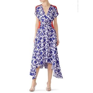 Pinko Floral Midi Dress in Blue & White Size 8